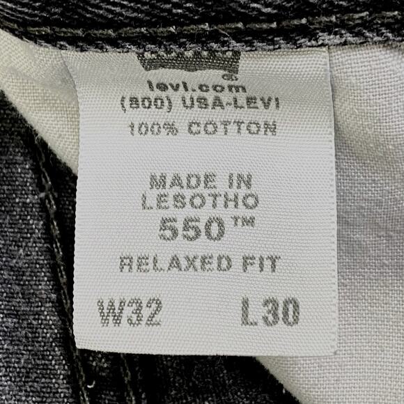 LEVI'S 550 Relaxed Fit Jeans Mens Sz 32 x 30 Black Wash Straight Leg Grunge Rock - Picture 6 of 8